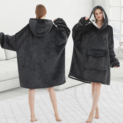 Wearable Blanket Hoodie for Adult,Oversized Sherpa Fleece Blanket Hoodie for Women Men,Grey